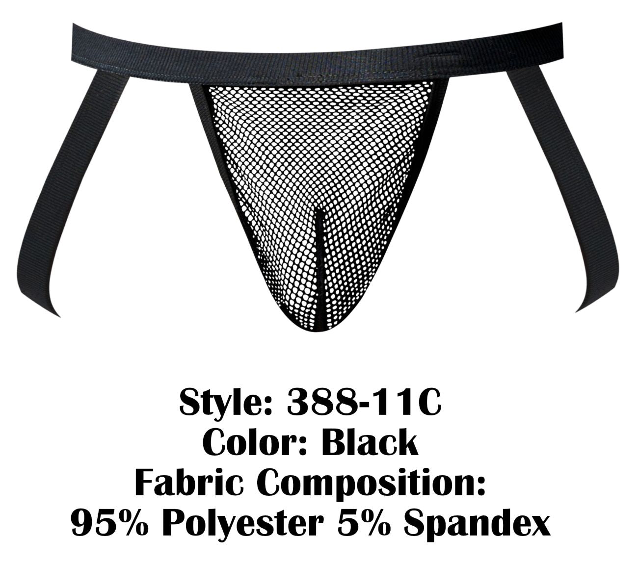 Male Power Men's Underwear 388-11C Fishnet 2 Jockstrap Color Black