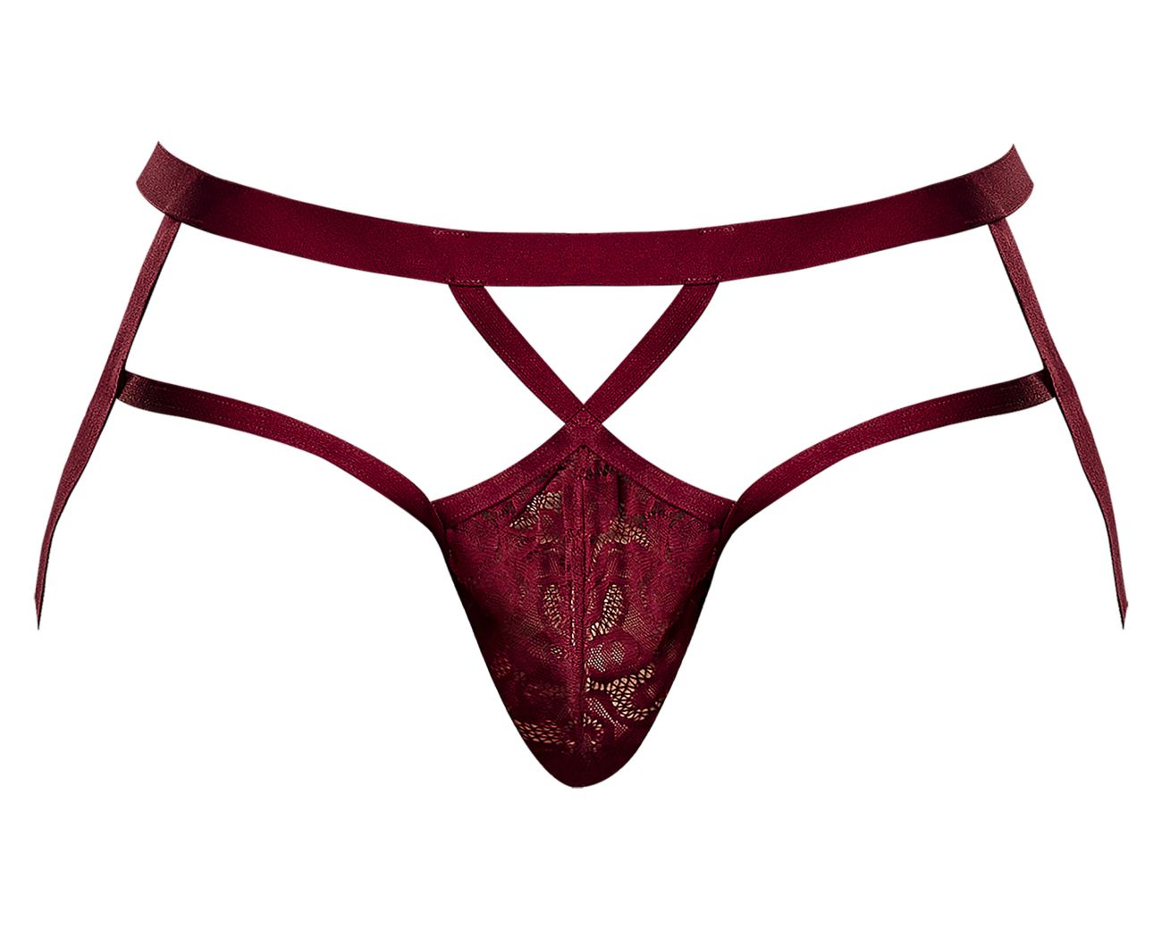 Male Power Men's Underwear 394-289 Lucifer Strappy Jock Color Burgundy