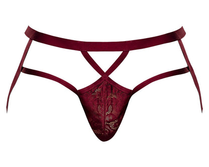 Male Power Men's Underwear 394-289 Lucifer Strappy Jock Color Burgundy