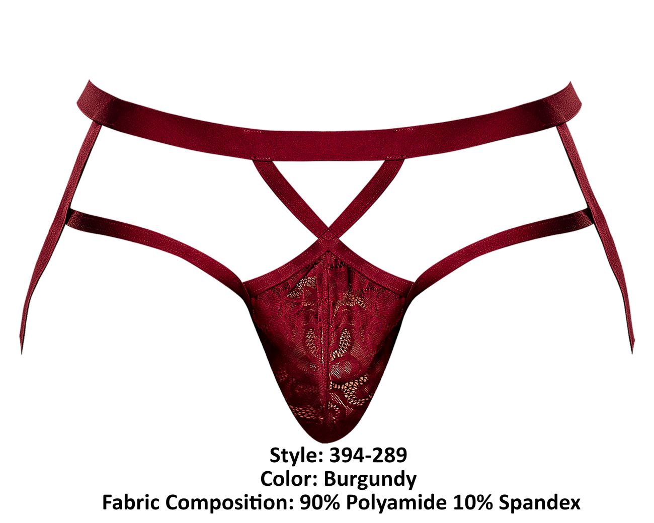 Male Power Men's Underwear 394-289 Lucifer Strappy Jock Color Burgundy