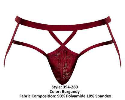 Male Power Men's Underwear 394-289 Lucifer Strappy Jock Color Burgundy