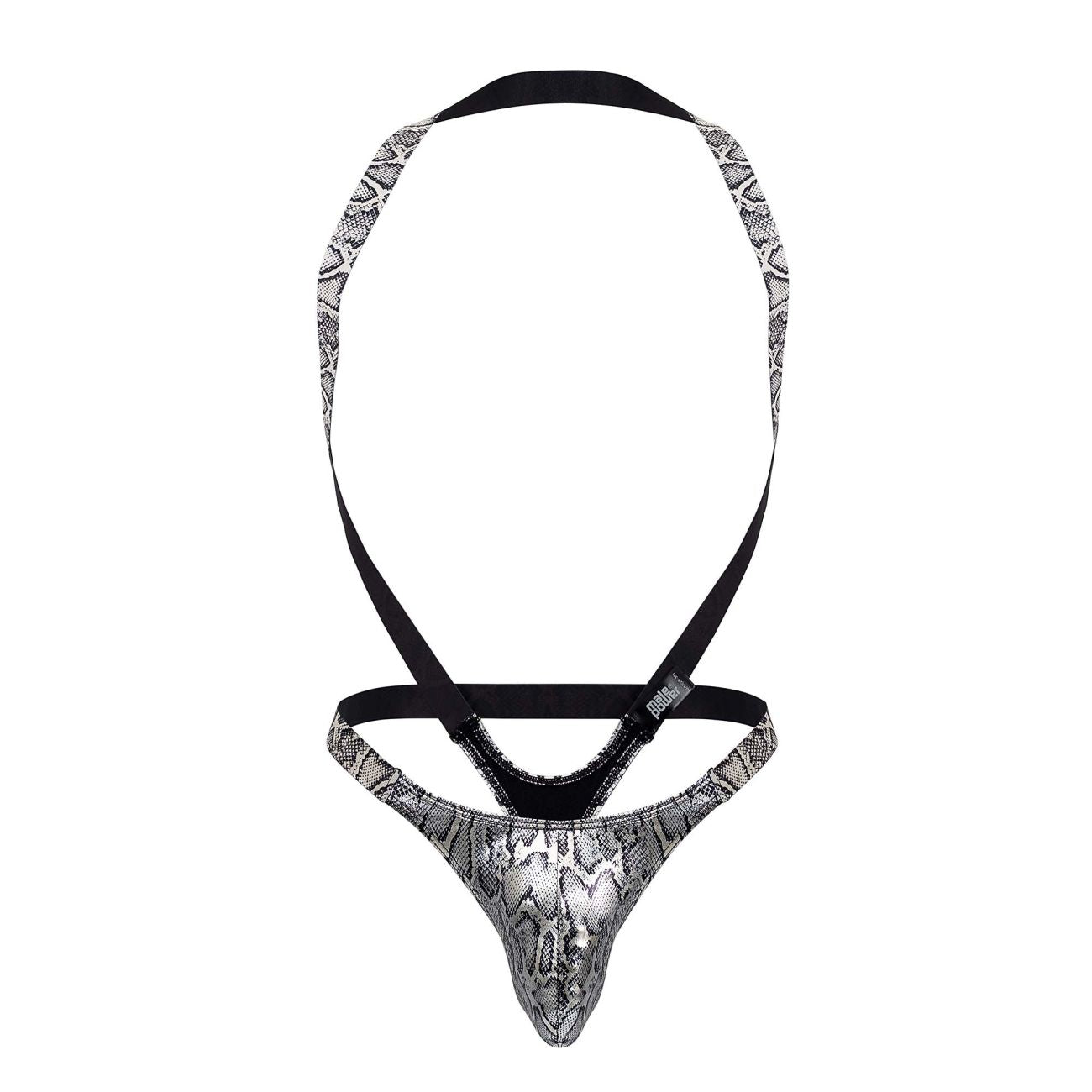 Male Power Men's Underwear 404-282 S-naked Shoulder Sling Harness Thong Color Silver-Black