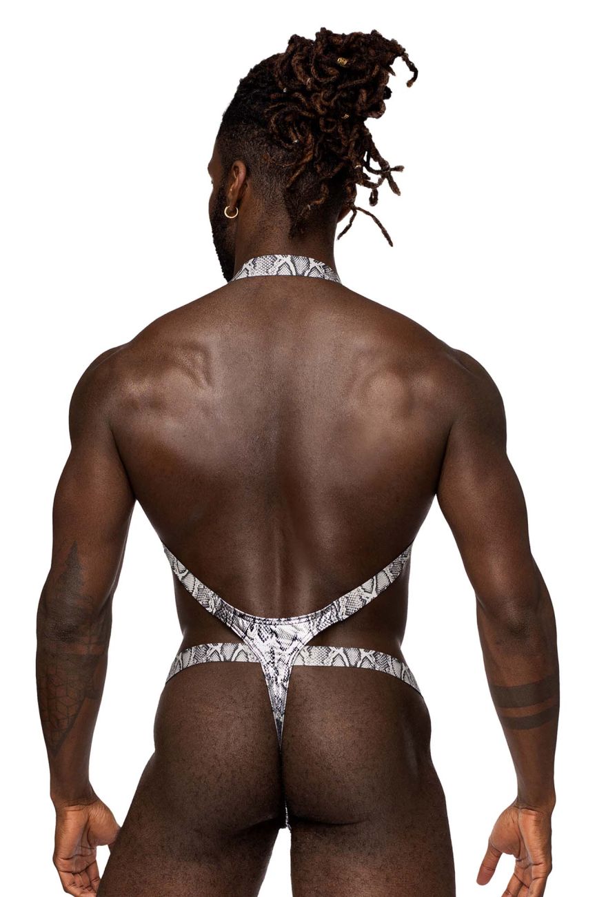 Male Power Men's Underwear 404-282 S-naked Shoulder Sling Harness Thong Color Silver-Black