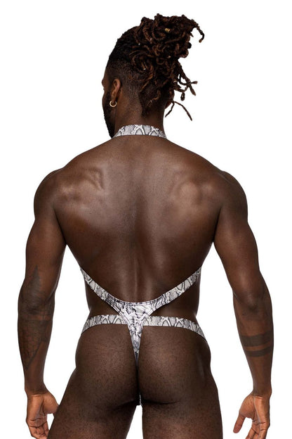 S-naked Shoulder Sling Harness Silver-Black Thong - view 3