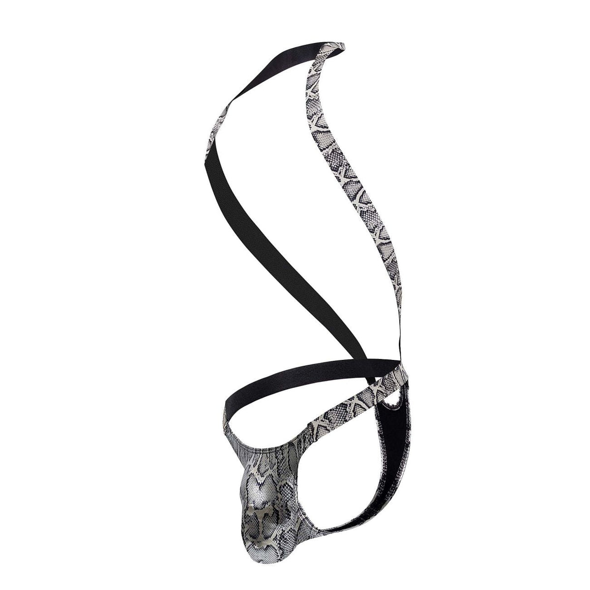 Male Power S-naked Shoulder Sling Harness Thong - Silver-Black
