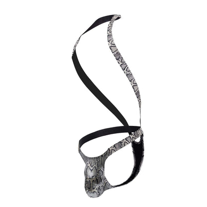 S-naked Shoulder Sling Harness Silver-Black Thong - view 5
