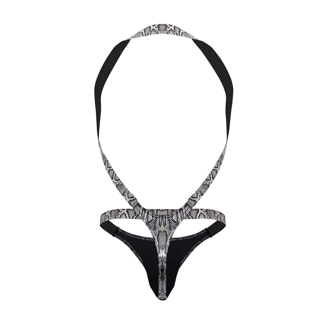 Male Power Men's Underwear 404-282 S-naked Shoulder Sling Harness Thong Color Silver-Black