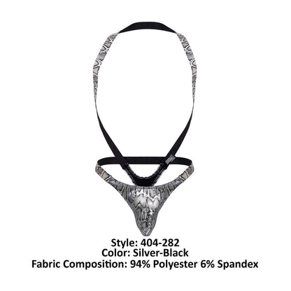 S-naked Shoulder Sling Harness Silver-Black Thong - view 7