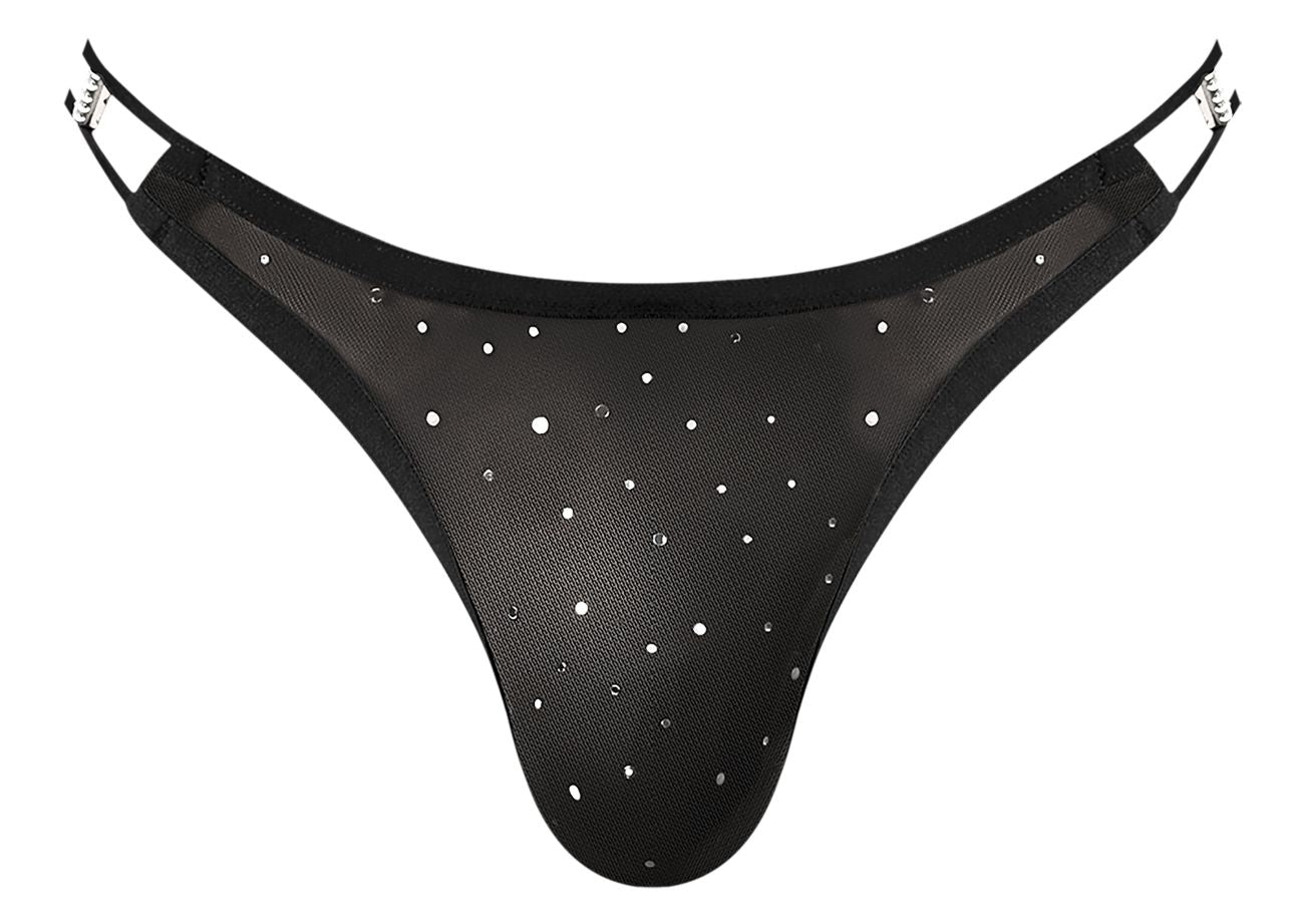 Male Power Men's Underwear 407-288 Show Stopper Thong Color Silver Mesh Dot
