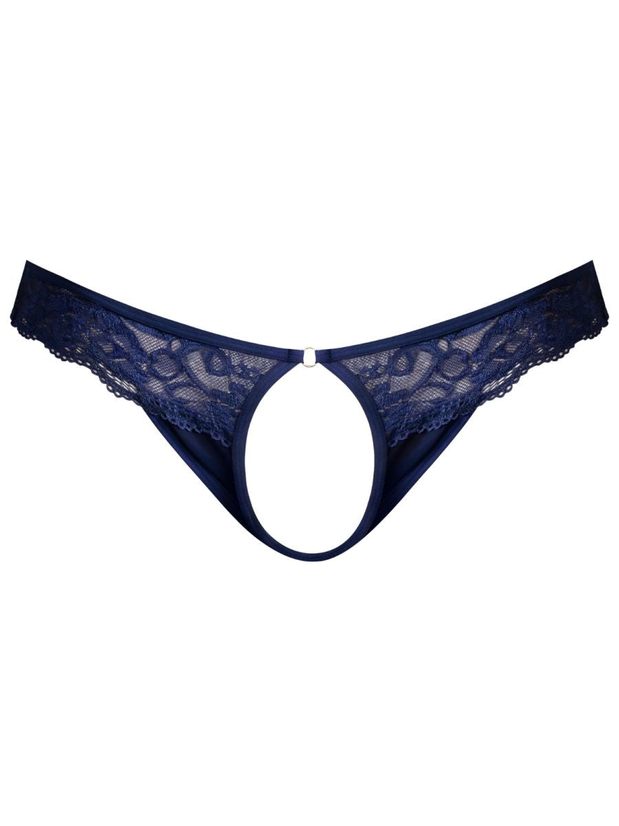 Sassy Open Ring Navy Lace Thong - view 4