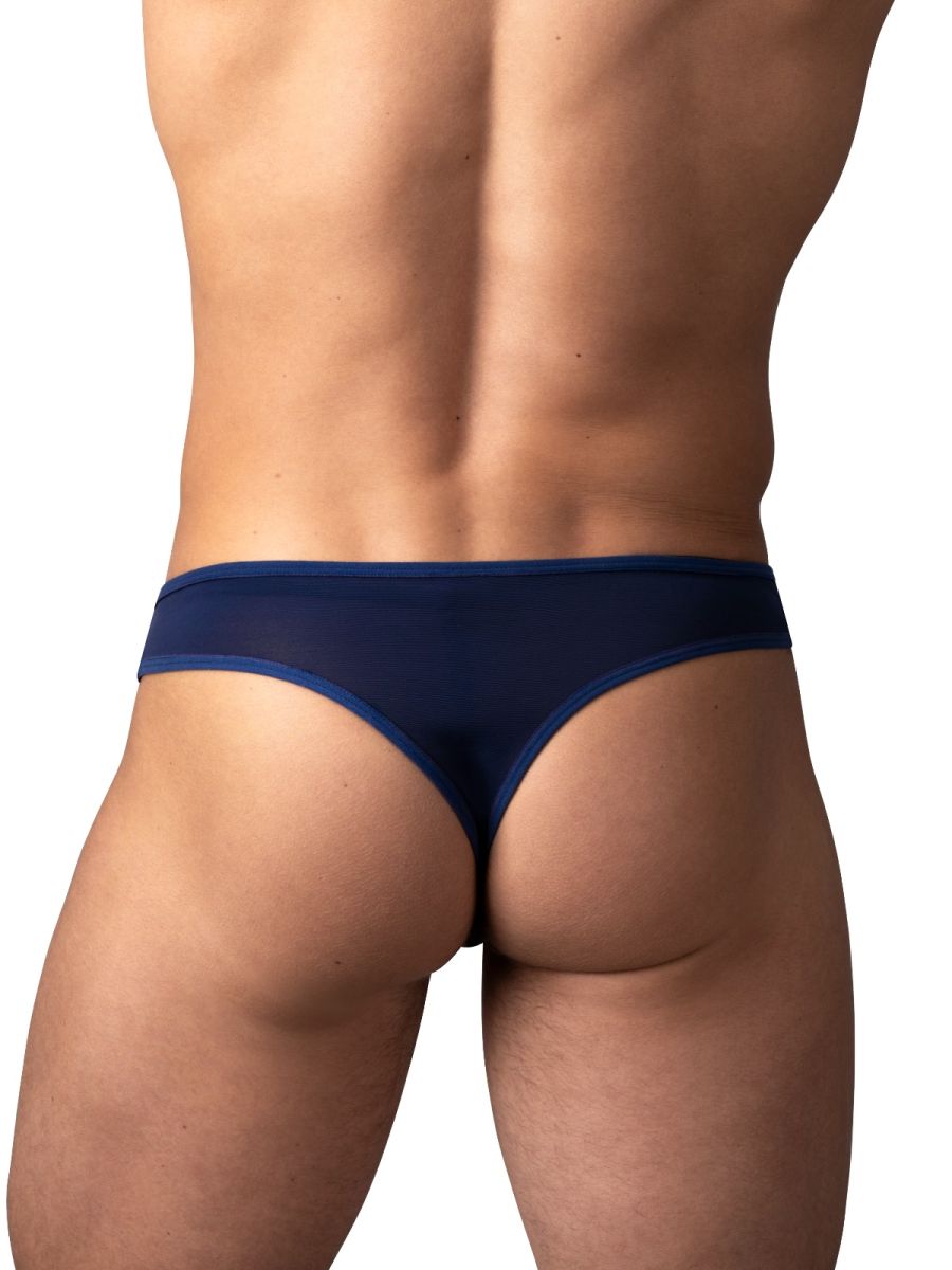 Male Power Men's Underwear 409-280 Sassy Lace Open Ring Thong Color Navy