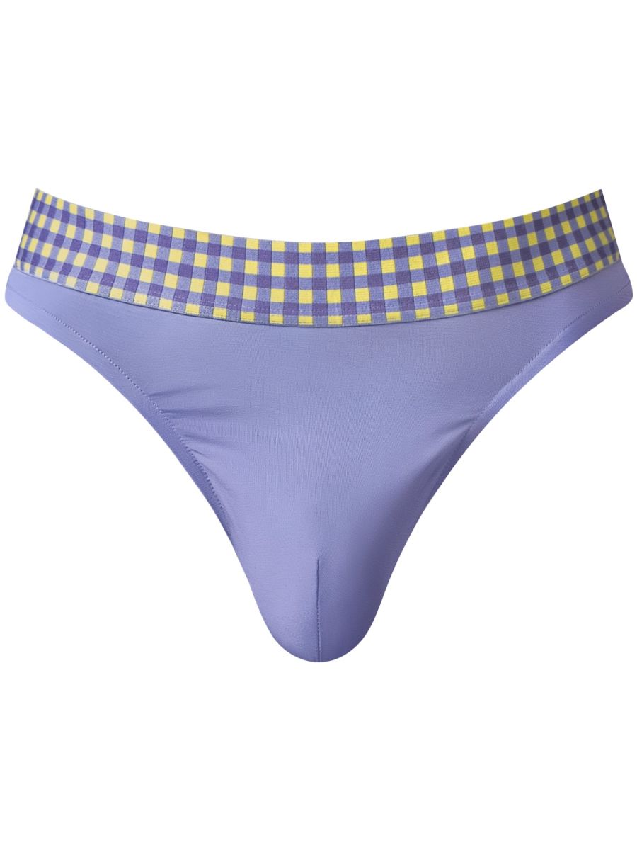 Male Power Men's Underwear 413-306 So Comfy Gingham Thong in Purple Color Purple