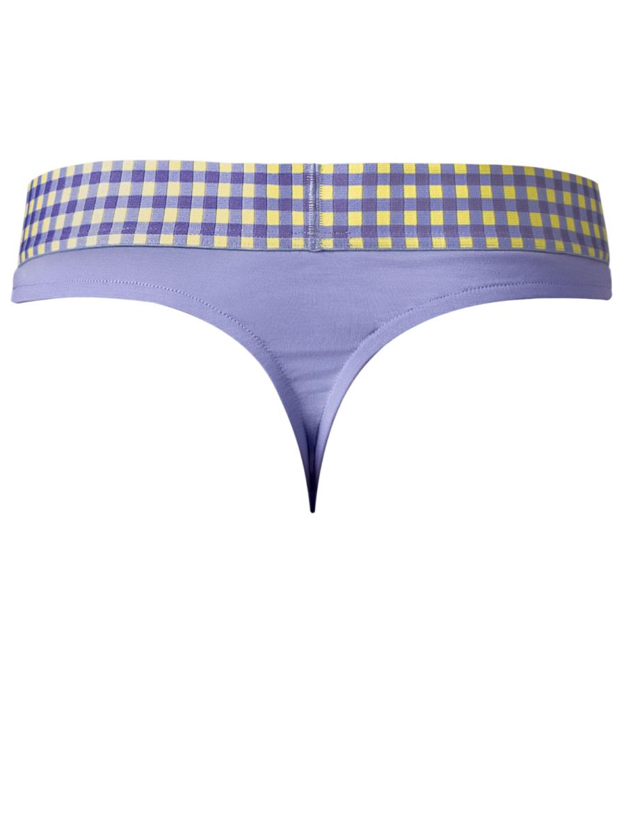 Male Power Men's Underwear 413-306 So Comfy Gingham Thong in Purple Color Purple
