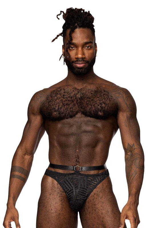Male Power Rude Awakening Strap Thong - Black