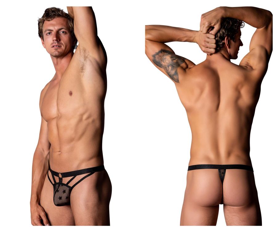 Male Power Men's Underwear 416-291 Love Star Thong with Ring Color Black