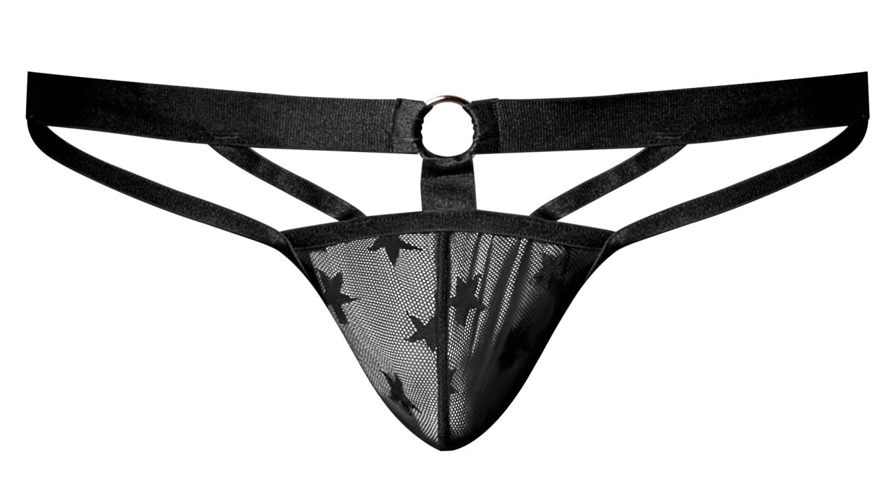 Male Power Men's Underwear 416-291 Love Star Thong with Ring Color Black