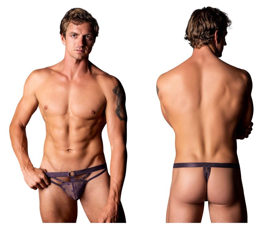 Male Power Men's Underwear 416-291 Love Star Thong with Ring Color Purple