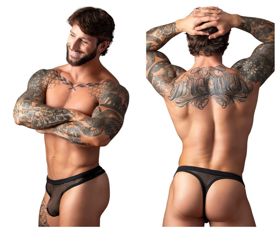Male Power Men's Underwear 441-11C Fishnet 2 Bong Thong Color Black