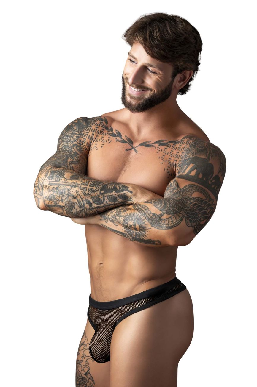 Male Power Men's Underwear 441-11C Fishnet 2 Bong Thong Color Black