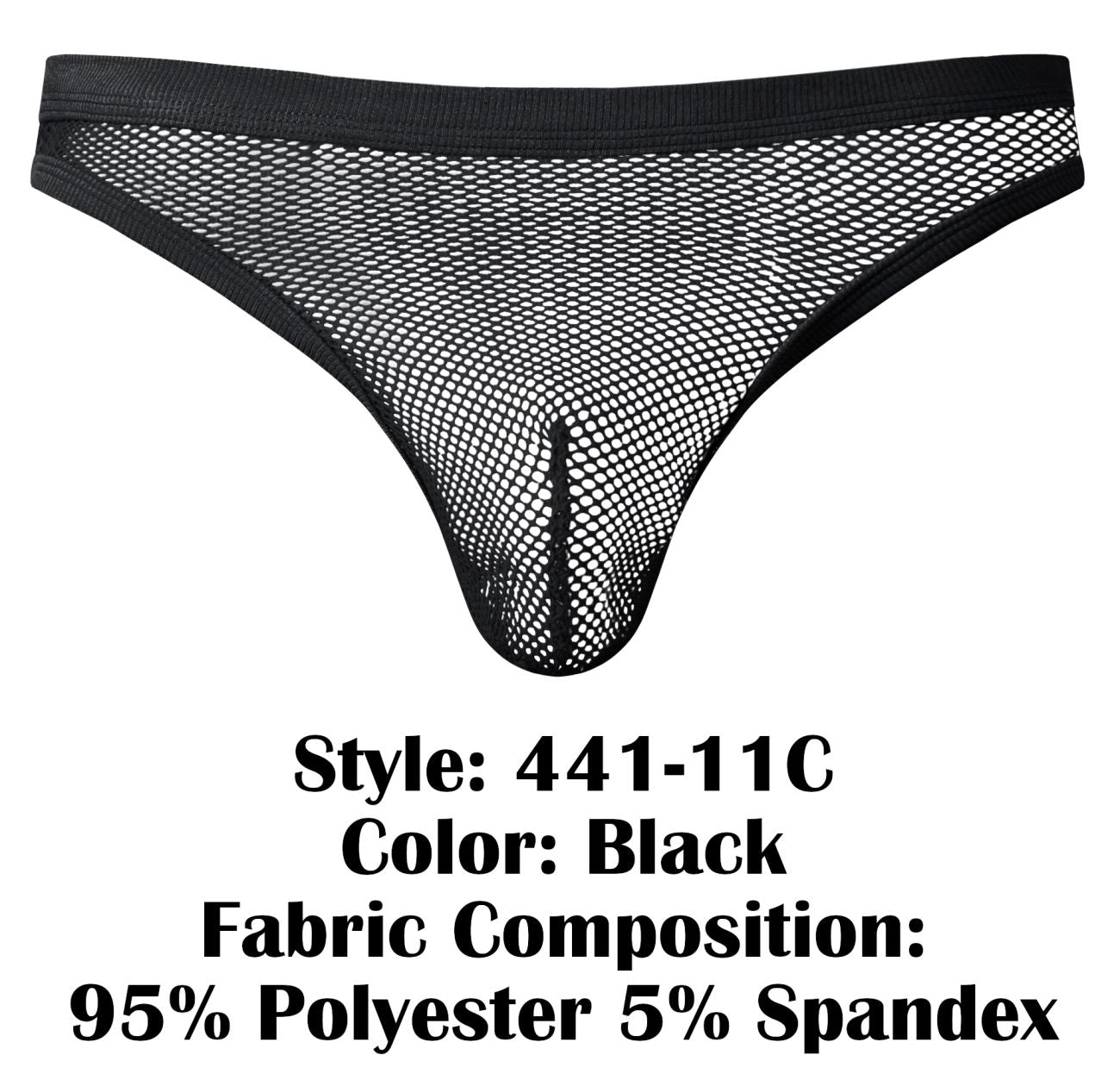 Male Power Men's Underwear 441-11C Fishnet 2 Bong Thong Color Black