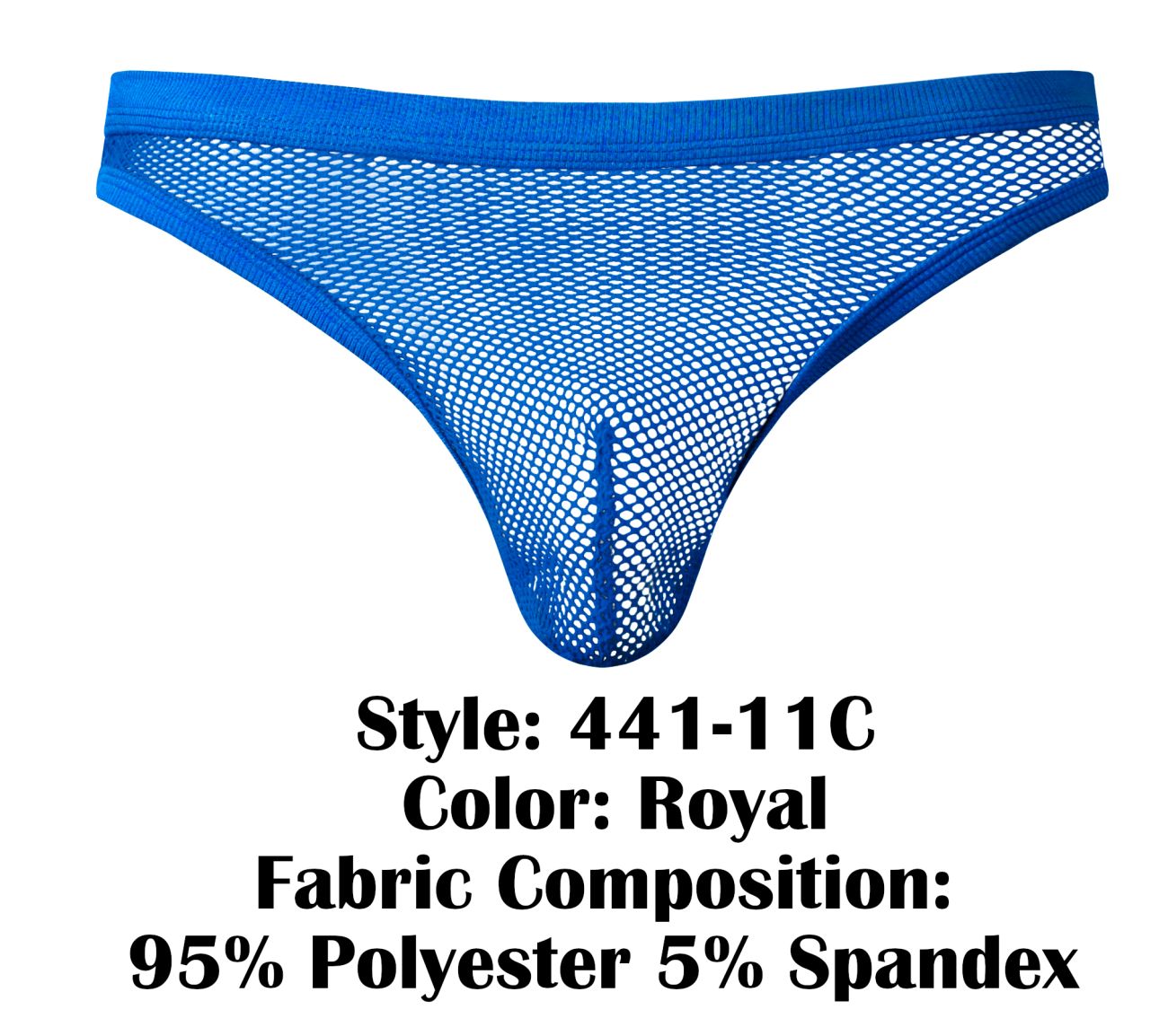 Male Power Men's Underwear 441-11C Fishnet 2 Bong Thong Color Royal