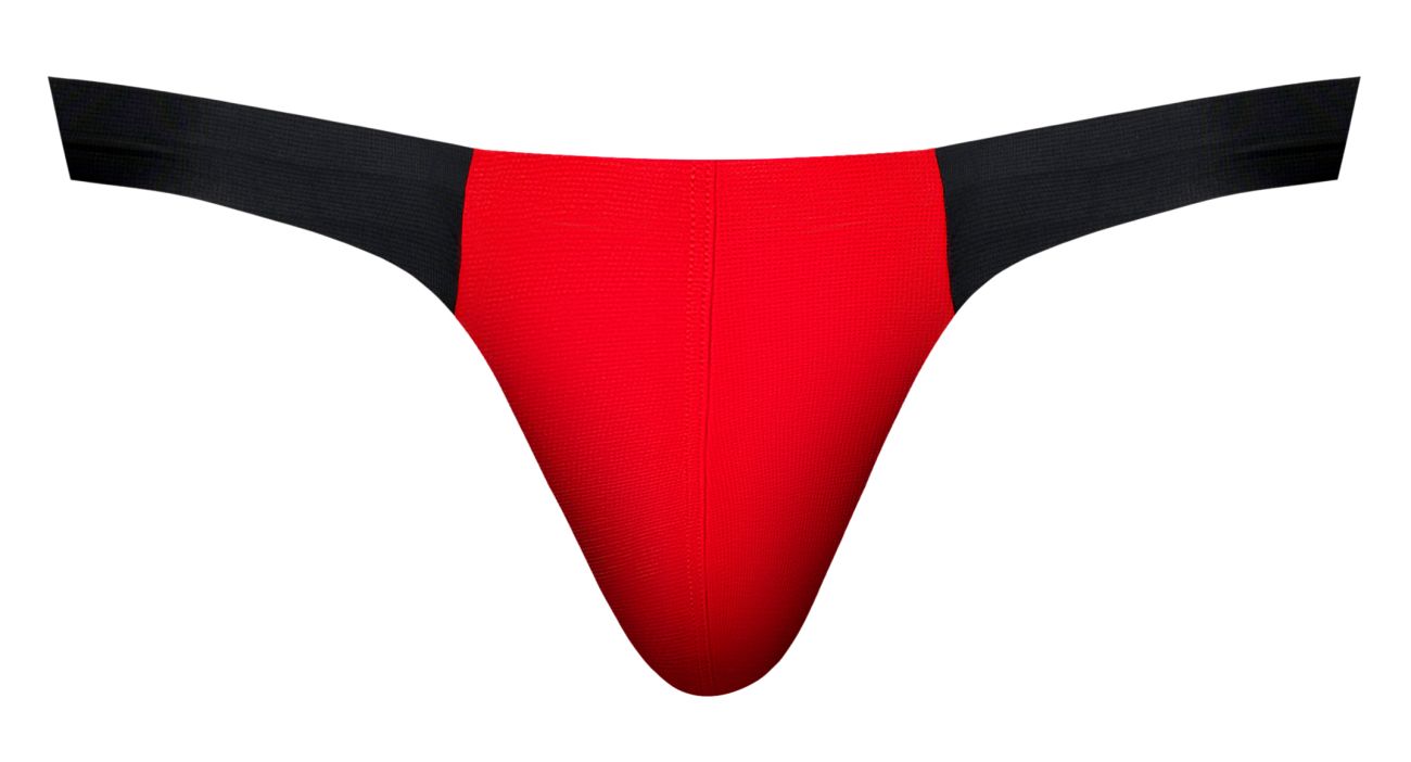 Male Power Men's Underwear 442-300 Hot Mesh Bong Thong Color Black-Red