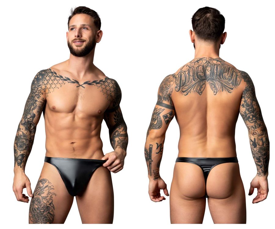 Male Power Men's Underwear 442-301 Liquid Onyx 2.0 Bong Thong Color Black