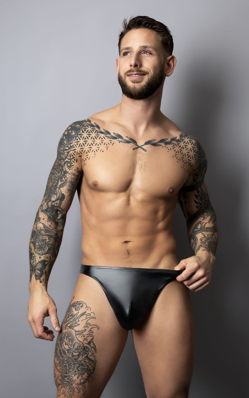 Male Power Men's Underwear 442-301 Liquid Onyx 2.0 Bong Thong Color Black