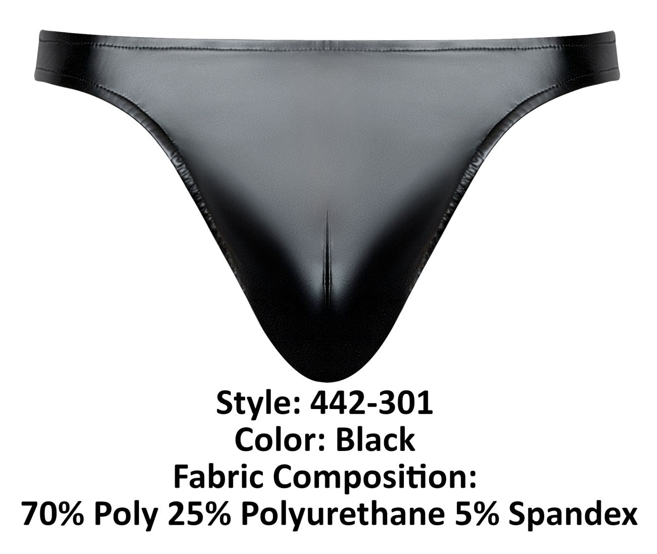 Male Power Men's Underwear 442-301 Liquid Onyx 2.0 Bong Thong Color Black