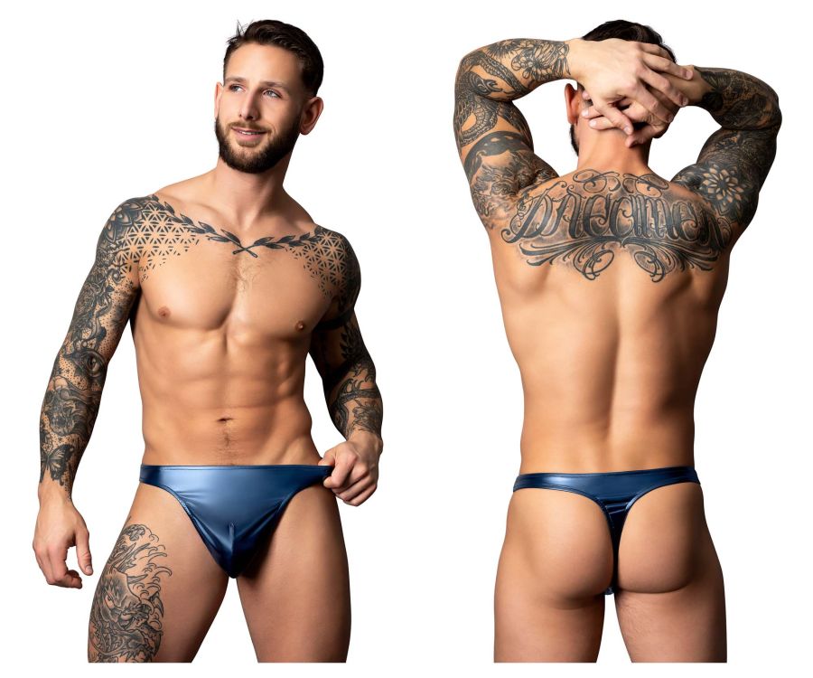 Male Power Men's Underwear 442-301 Liquid Onyx 2.0 Bong Thong Color Blue