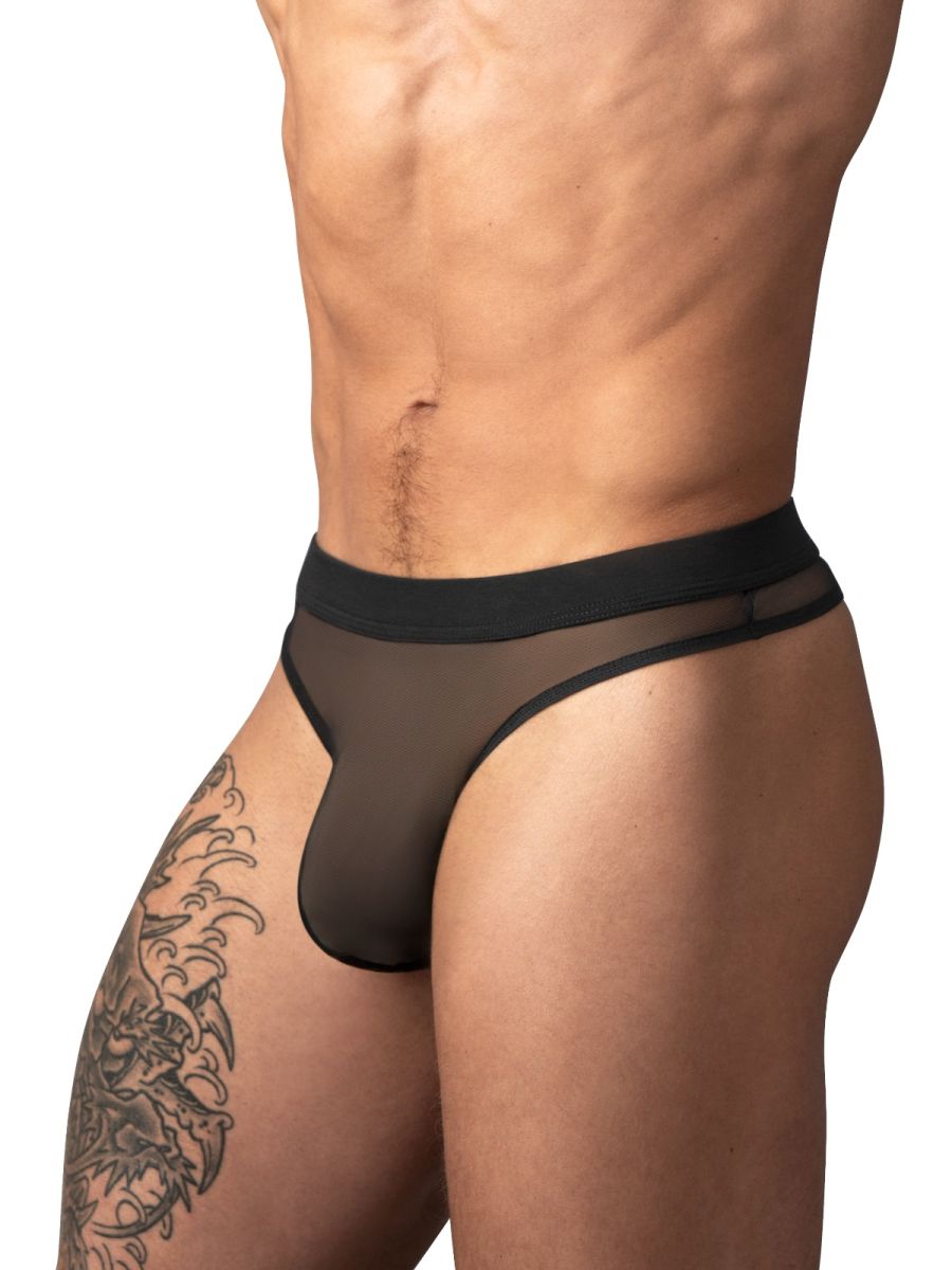 Male Power Men's Underwear 442-307 Mesh 2 Bong Thong Color Black