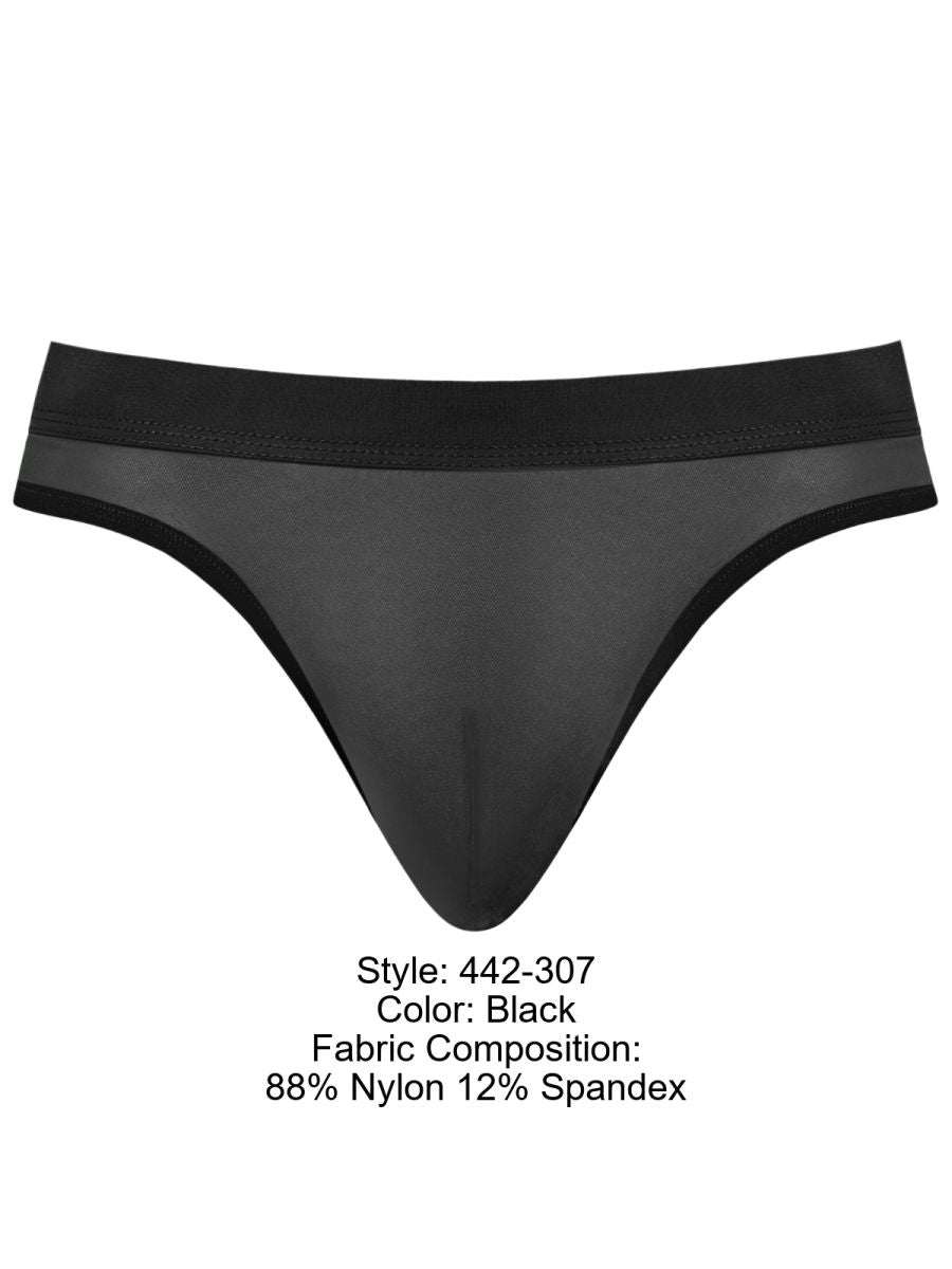 Male Power Men's Underwear 442-307 Mesh 2 Bong Thong Color Black