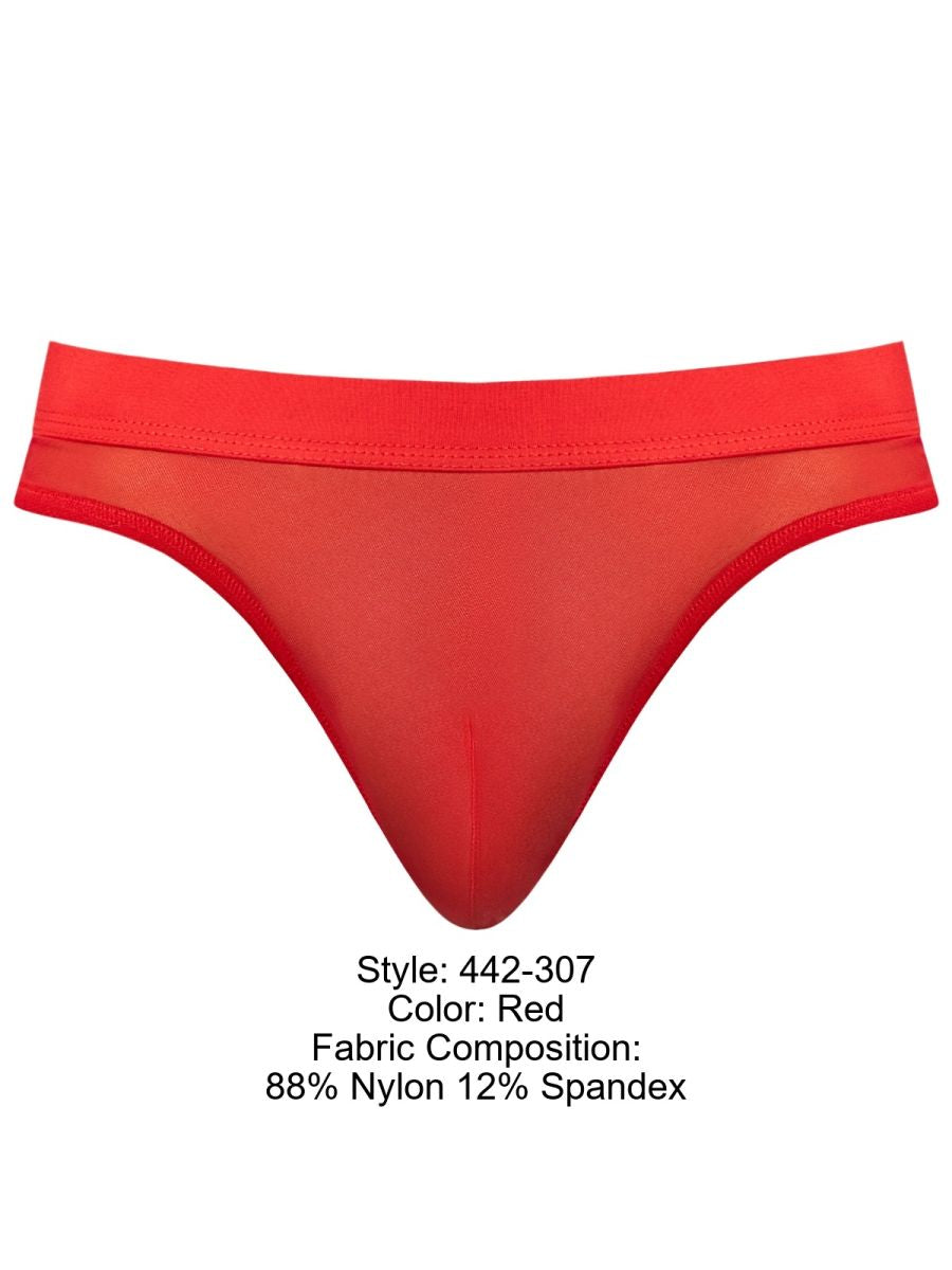 Male Power Men's Underwear 442-307 Mesh 2 Bong Thong Color Red