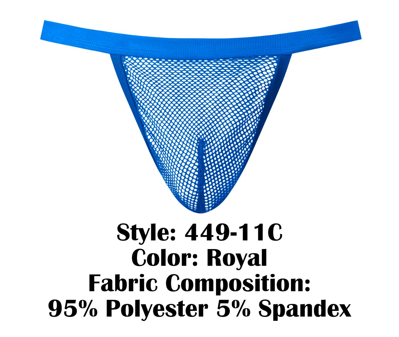 Male Power Men's Underwear 449-11C Fishnet 2 G-String Color Royal
