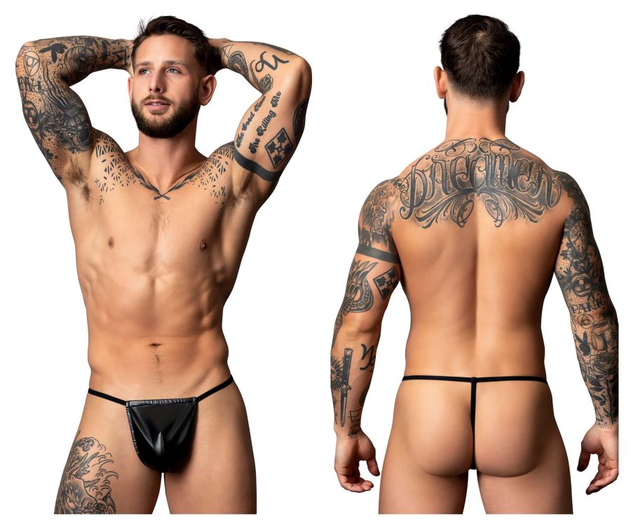 Male Power Men's Underwear 450-301 Liquid Onyx 2.0 G-String Color Black