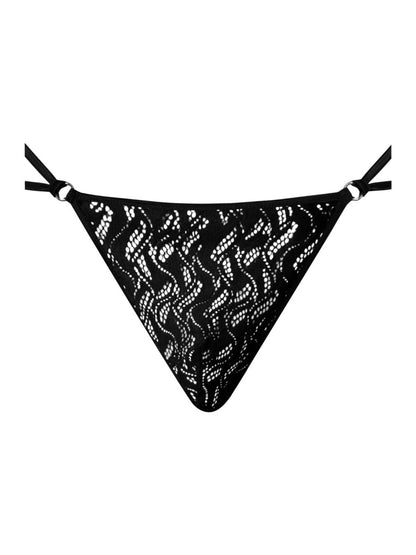 Male Power Men's Underwear 456-305 Ripple Micro V-String Thong Color Black