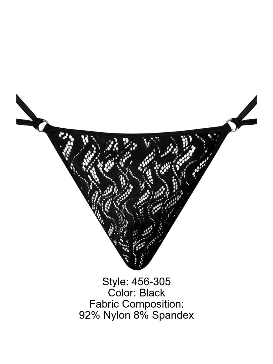 Male Power Men's Underwear 456-305 Ripple Micro V-String Thong Color Black