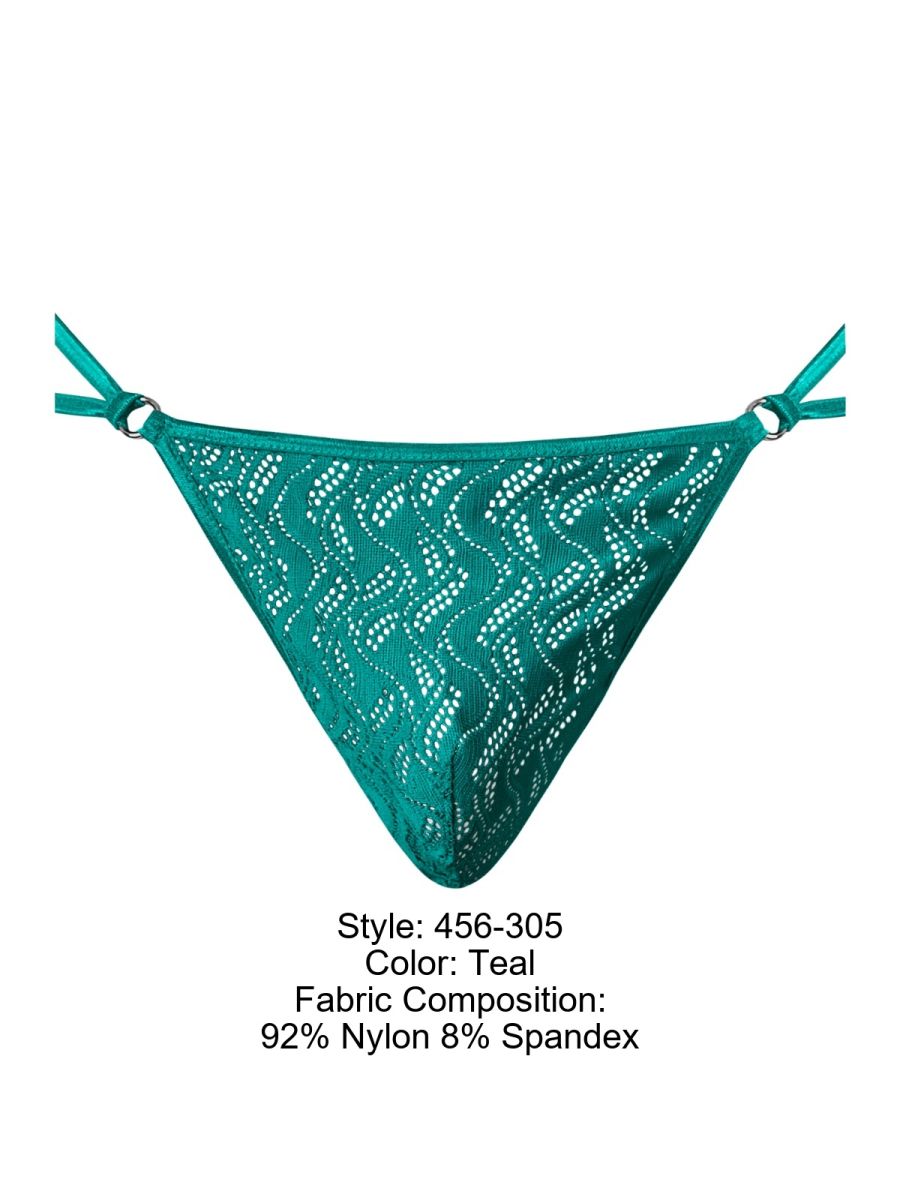 Male Power Ripple Micro V-String Thong - Teal