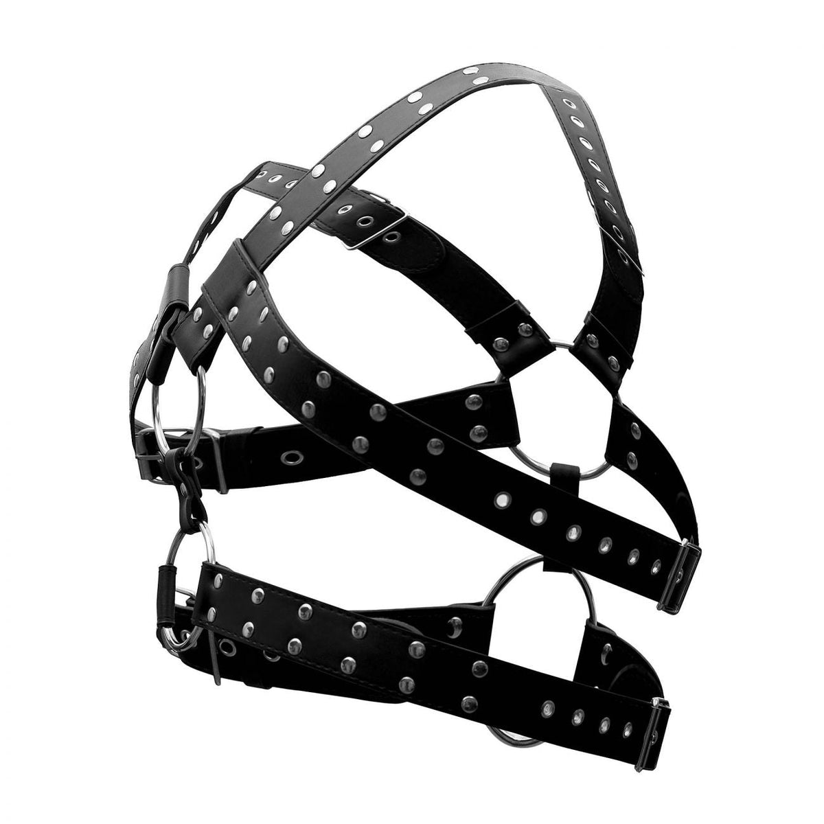Male Power Leather Gemini Harness - Black