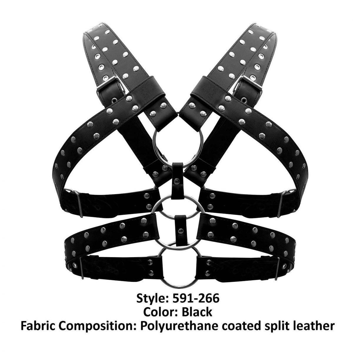 Male Power Leather Gemini Harness - Black