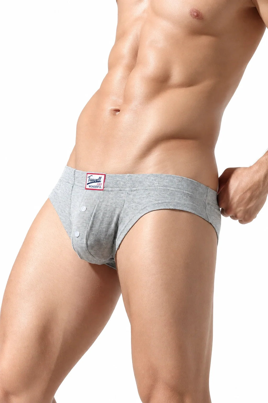 Men's Ribbed Briefs - Breathable  Solid Color Underwear