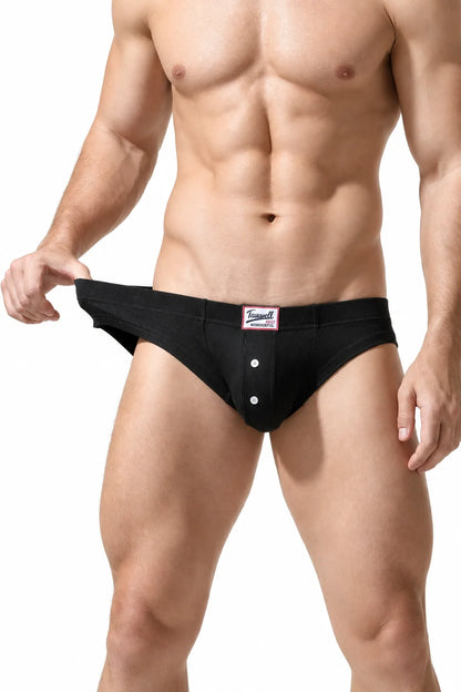 Men's Ribbed Briefs - Breathable  Solid Color Underwear