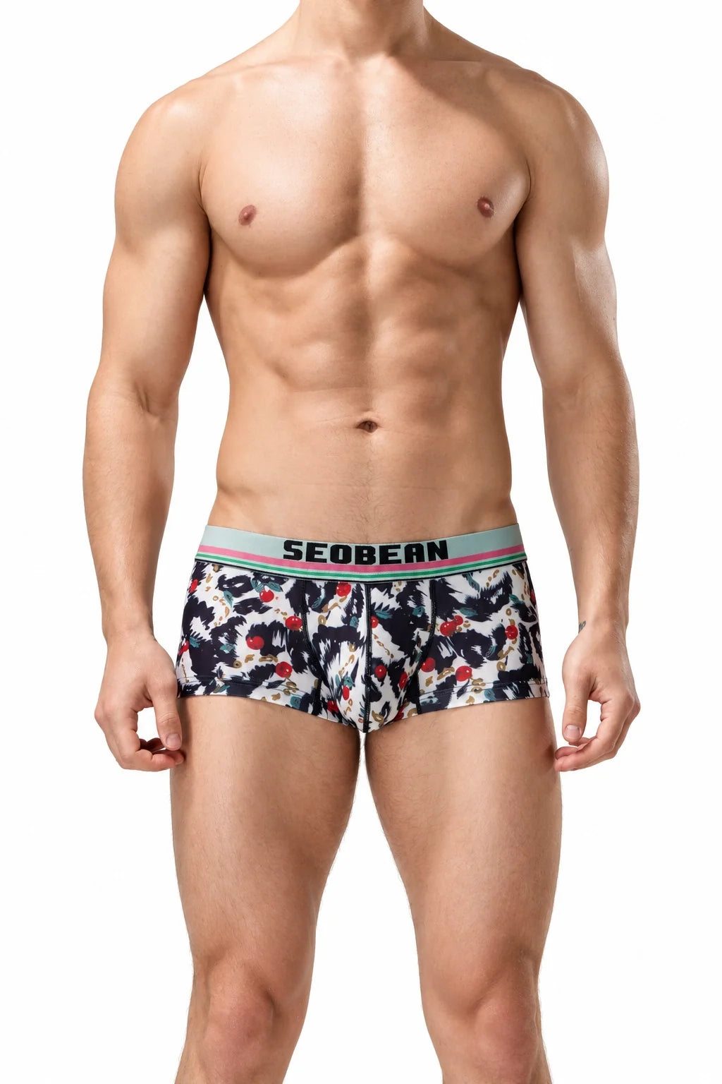 Men’s Cherry Oil Painting Print Boxer Shorts – Soft, Quick-Dry & Breathable