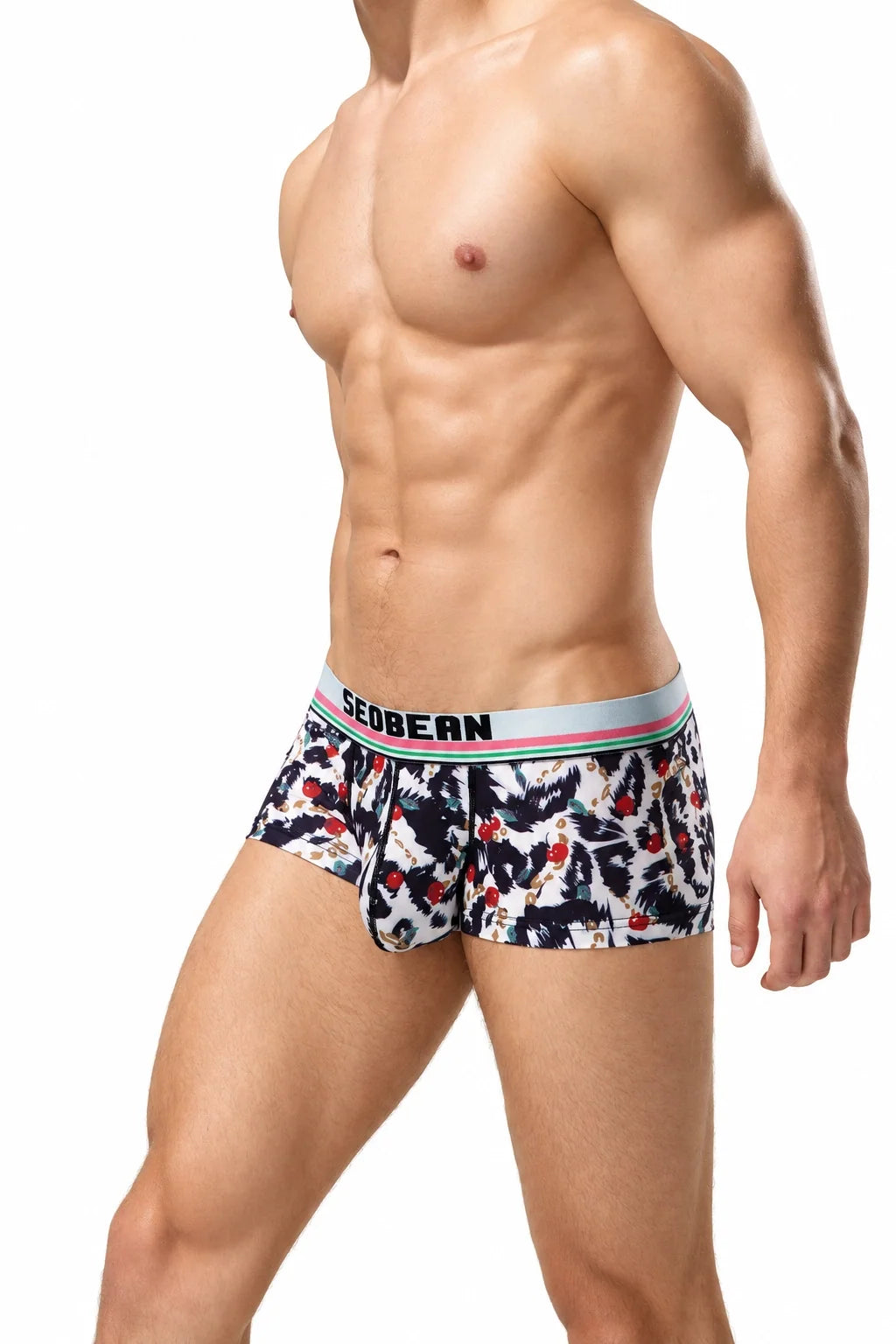 Men’s Cherry Oil Painting Print Boxer Shorts – Soft, Quick-Dry & Breathable