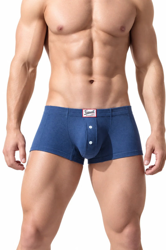 Men's Ribbed Boxer Briefs - Breathable Solid Underwear - front view