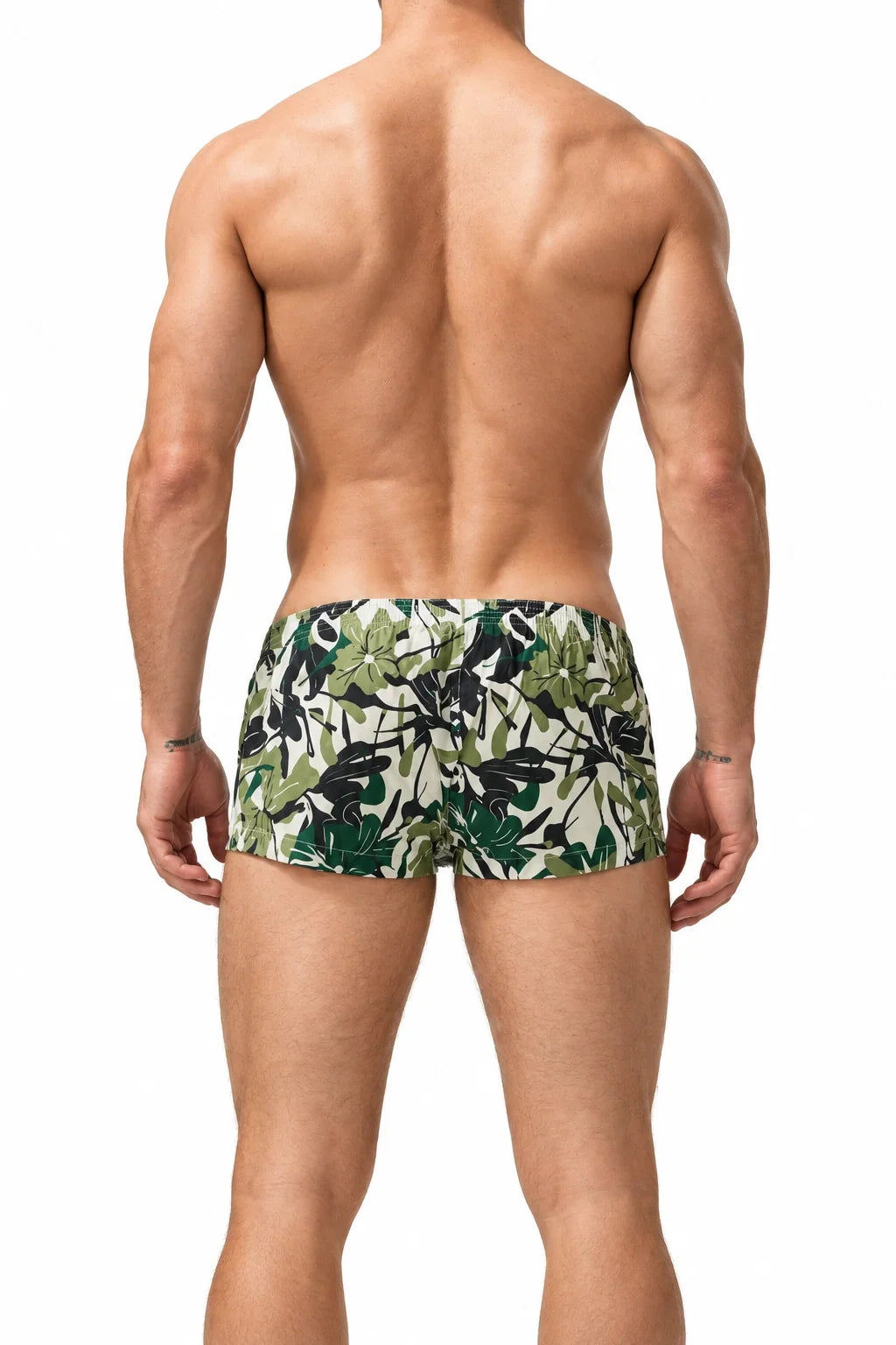 Men's Cotton Boxer Briefs - Botanical Print Breathable Underwear