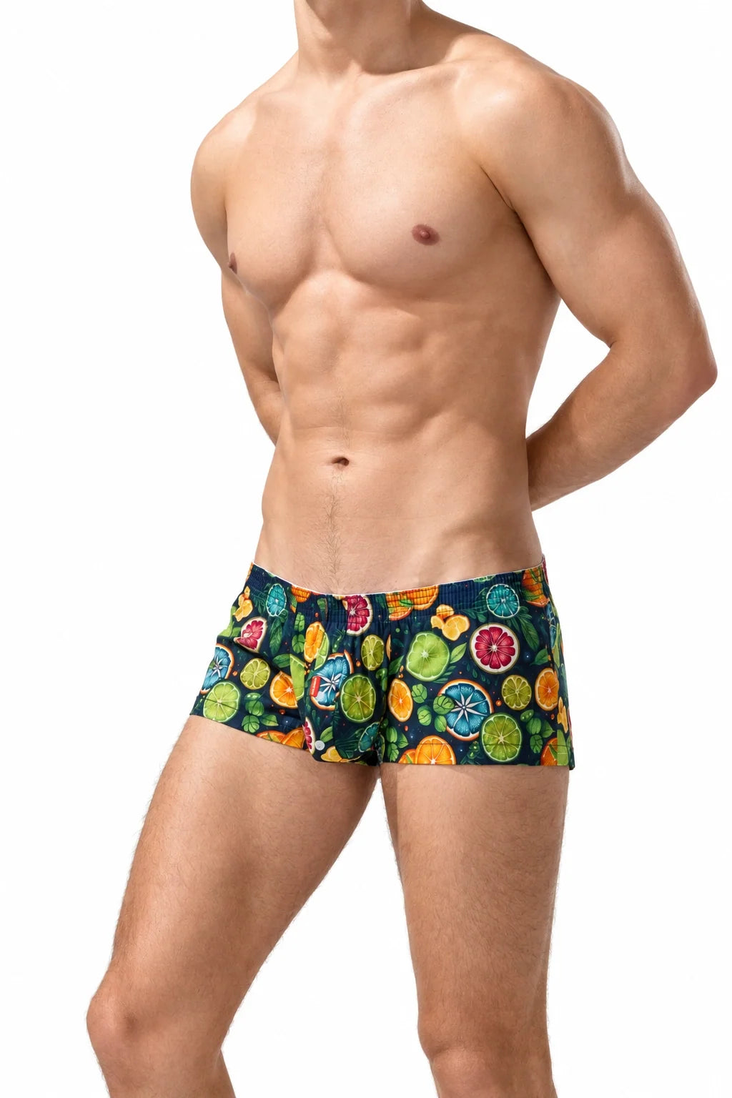 Men's Cotton Boxer Briefs - Botanical Print Breathable Underwear
