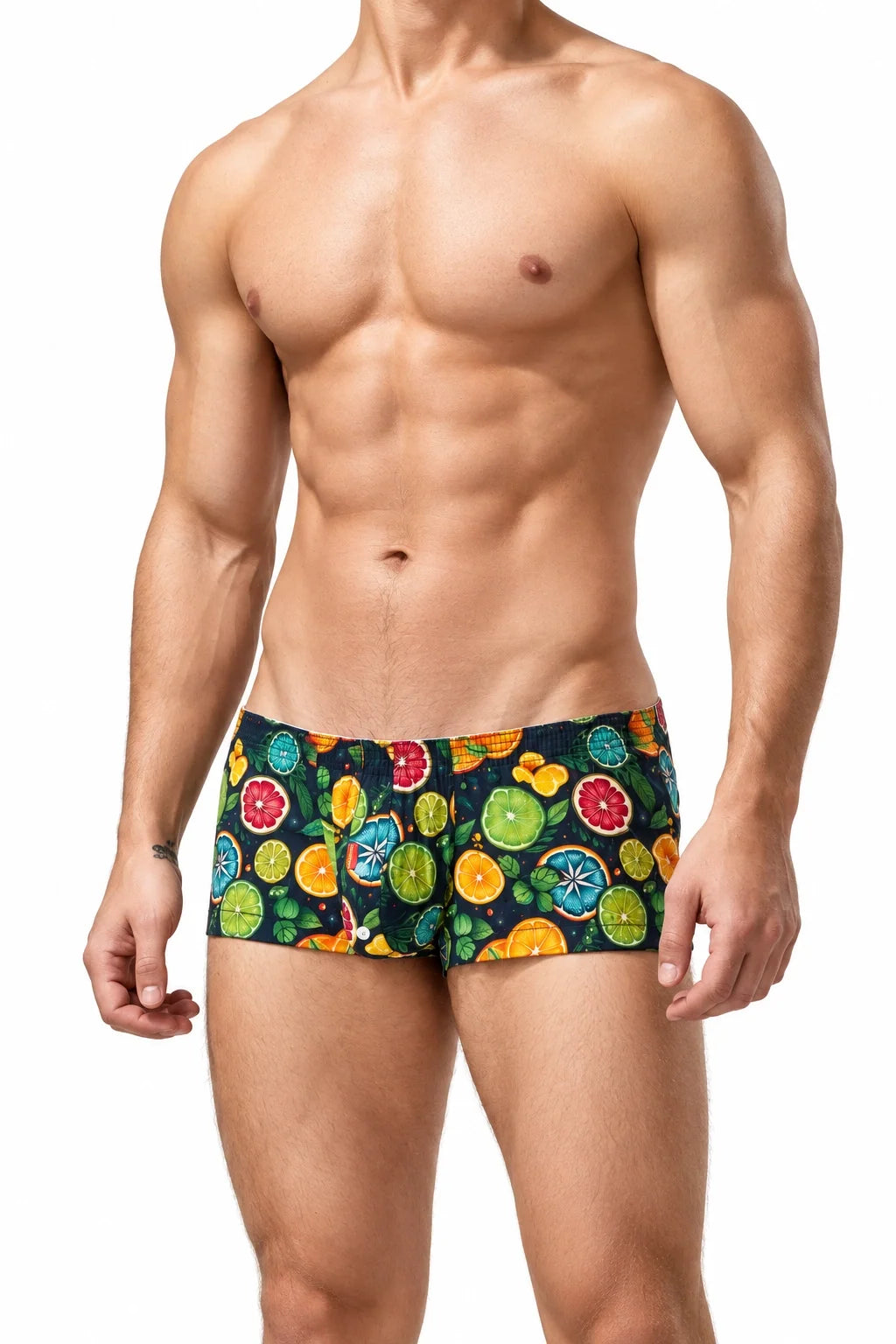 Men's Cotton Boxer Briefs - Botanical Print Breathable Underwear