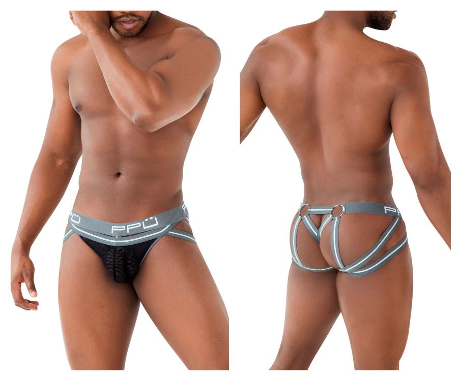 PPU Men's Underwear 2305 Mesh Jockstrap Color Gray
