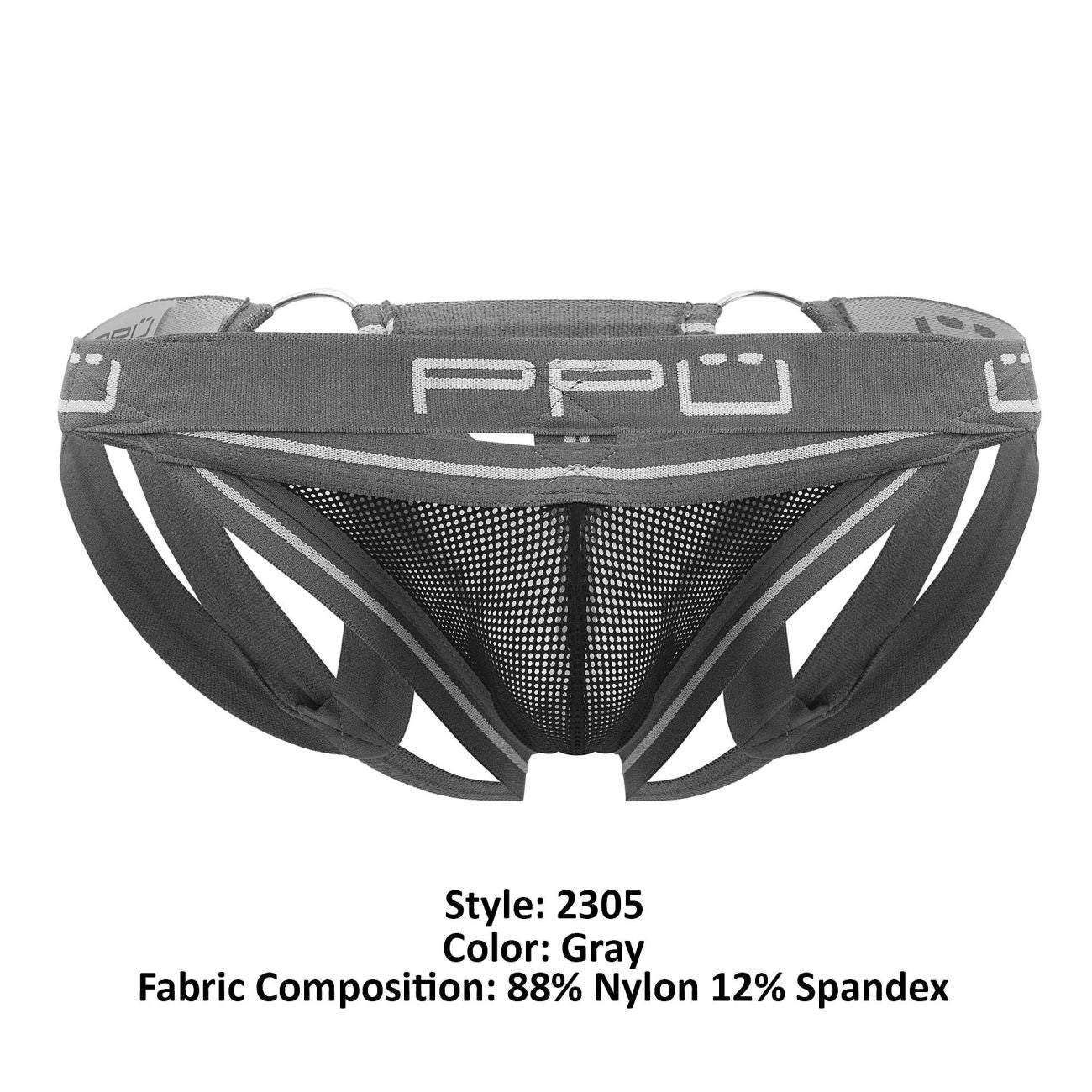 PPU Men's Underwear 2305 Mesh Jockstrap Color Gray